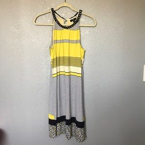 EUC JBS Yellow Black Sleeveless Summer Dress sz M